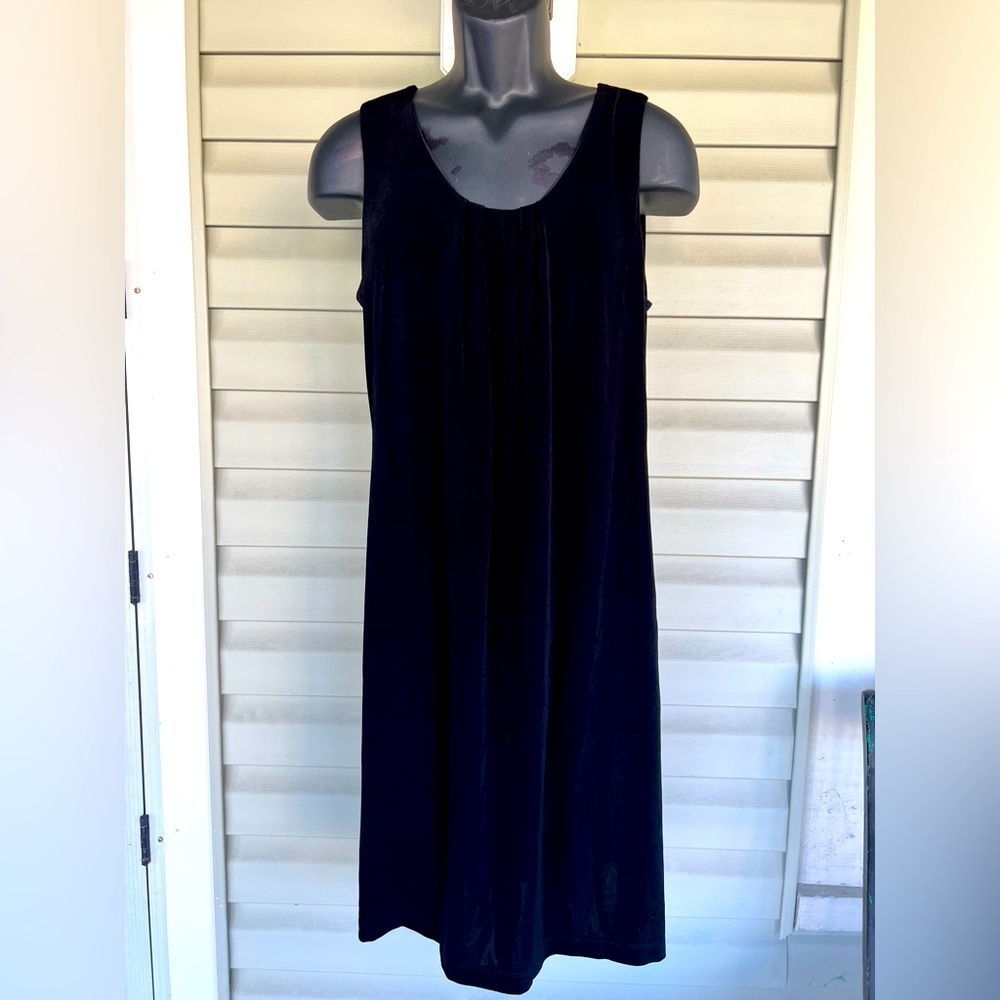 CHICOS Travelers Black Slinky Midi Maxi Tank Dress Sz 2